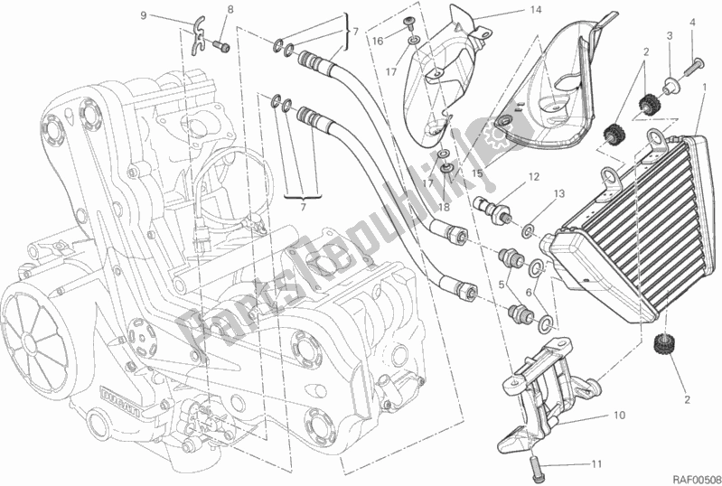 Alle onderdelen voor de Olie Koeler van de Ducati Diavel Carbon FL Thailand 1200 2015